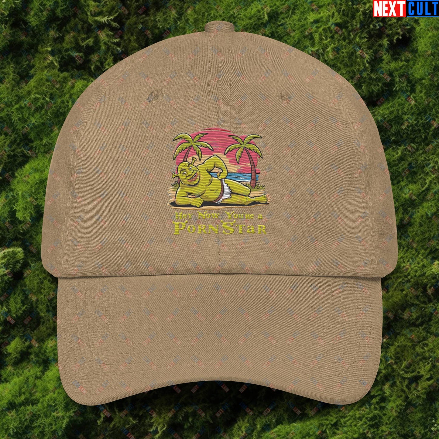 Hey Now, You're a Pornstar Shrek Smash Mouth Funny Meme Cartoon Dad hat Next Cult Brand