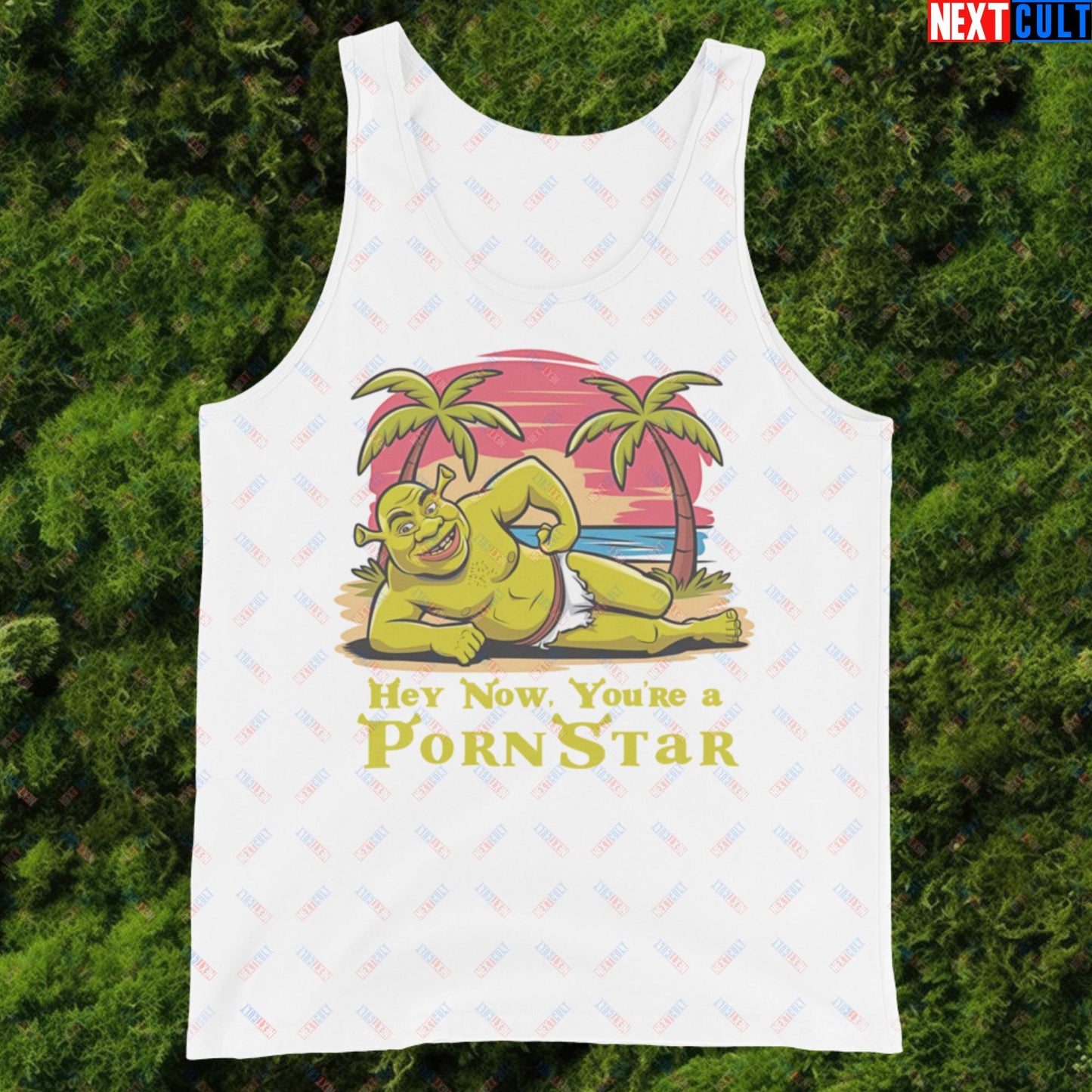 Hey Now, You're a Pornstar Shrek Smash Mouth Funny Meme Cartoon Tank Top Next Cult Brand