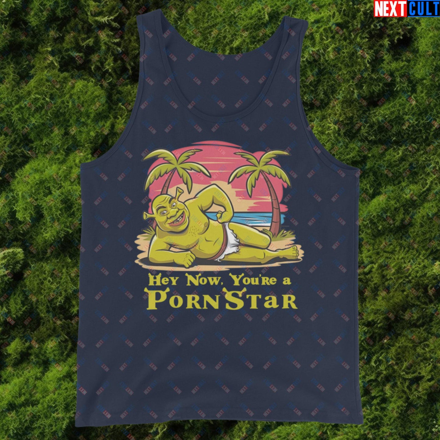 Hey Now, You're a Pornstar Shrek Smash Mouth Funny Meme Cartoon Tank Top Next Cult Brand