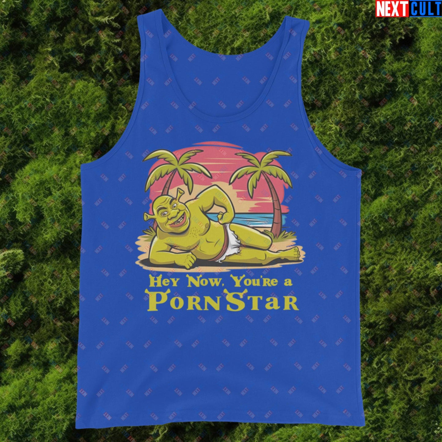 Hey Now, You're a Pornstar Shrek Smash Mouth Funny Meme Cartoon Tank Top Next Cult Brand