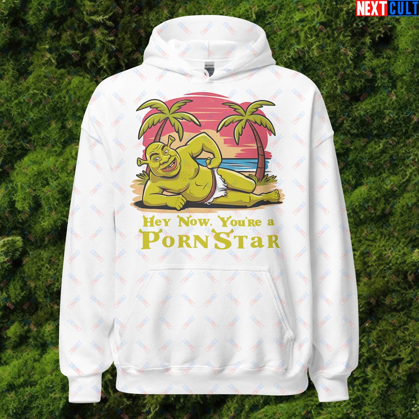 Hey Now, You're a Pornstar Shrek Smash Mouth Funny Meme Cartoon Unisex Hoodie White Hoodies Movies Shrek Next Cult Brand