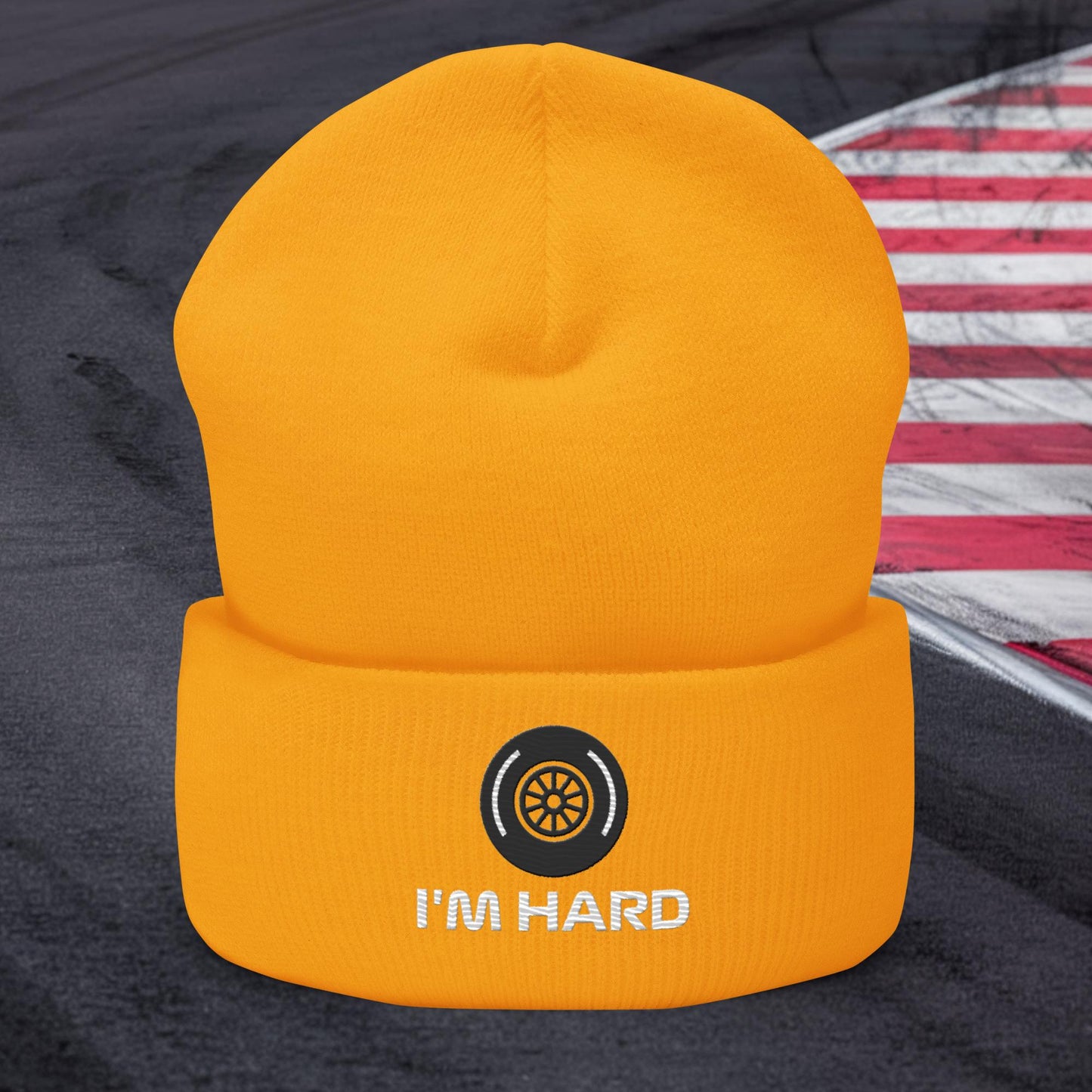 I'm Hard Tyres Funny F1 Cuffed Beanie Next Cult Brand