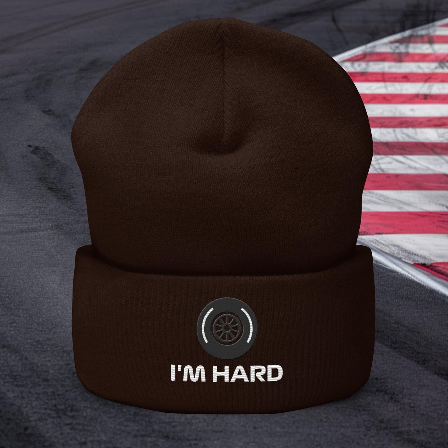 I'm Hard Tyres Funny F1 Cuffed Beanie Next Cult Brand