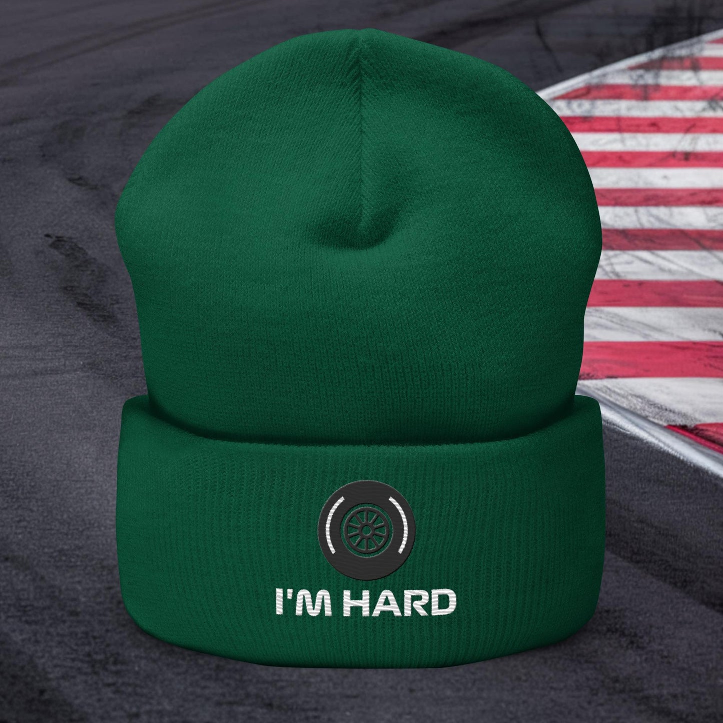 I'm Hard Tyres Funny F1 Cuffed Beanie Next Cult Brand