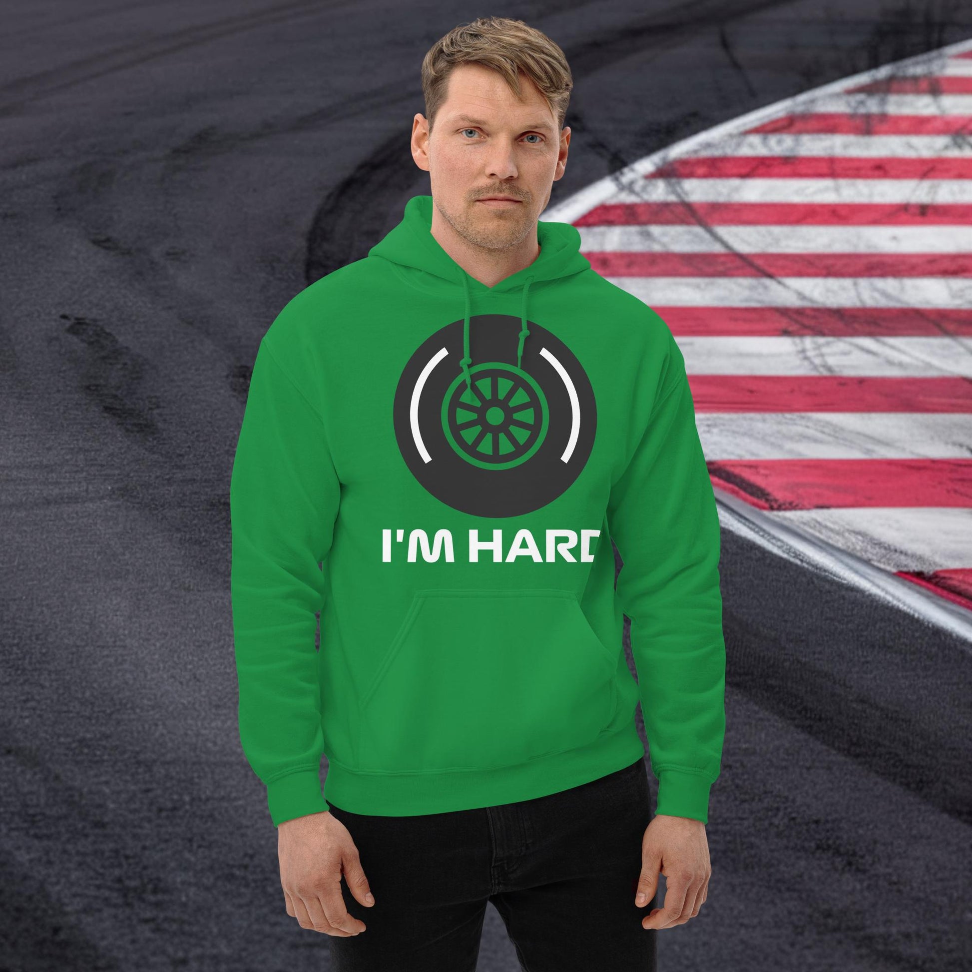 I'm Hard Tyres Funny F1 Unisex Hoodie Next Cult Brand