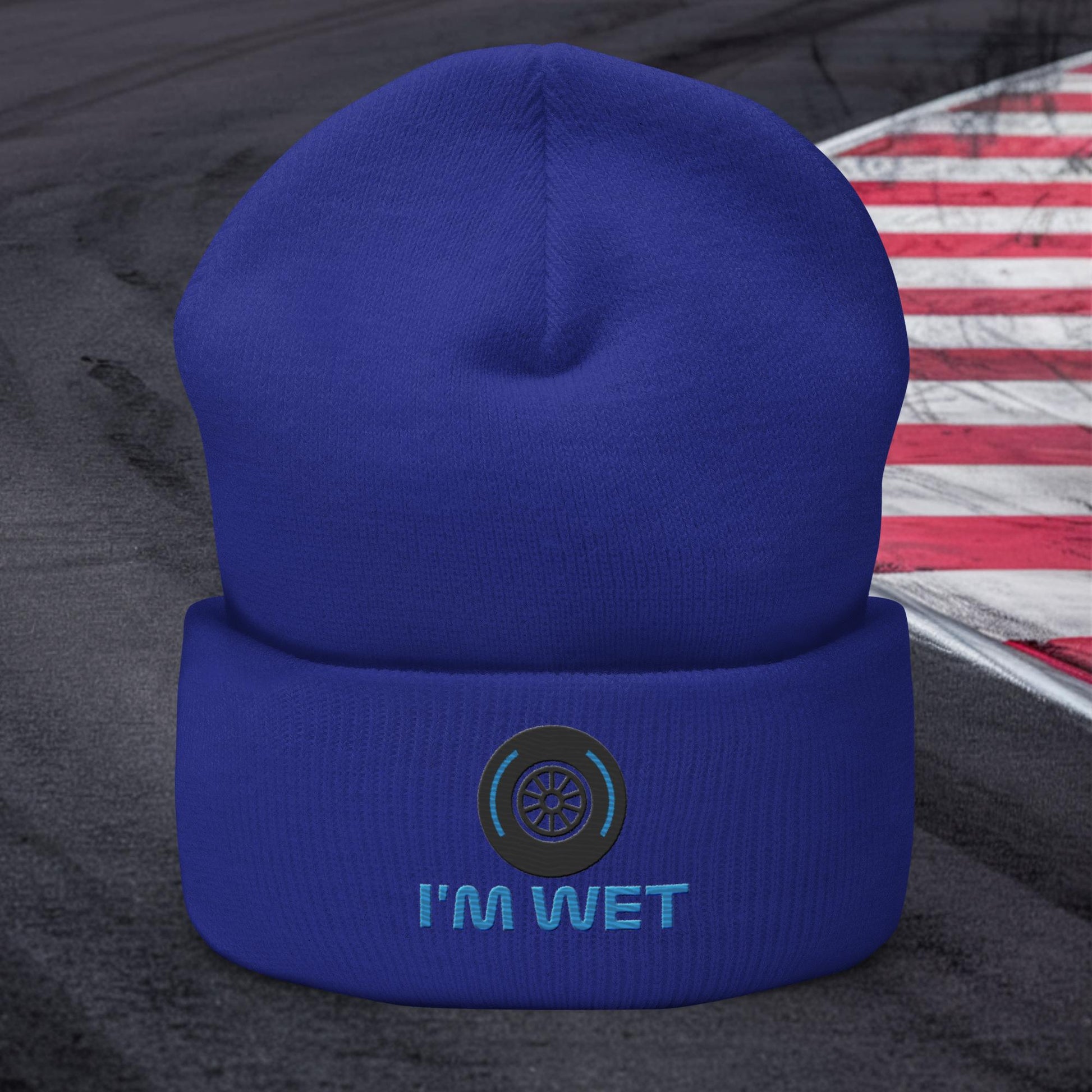 I'm Wet Tyres Funny F1 Cuffed Beanie Next Cult Brand