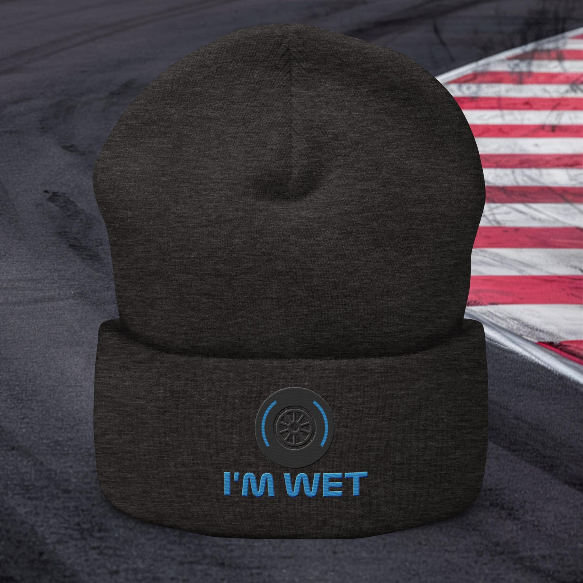 I'm Wet Tyres Funny F1 Cuffed Beanie Next Cult Brand