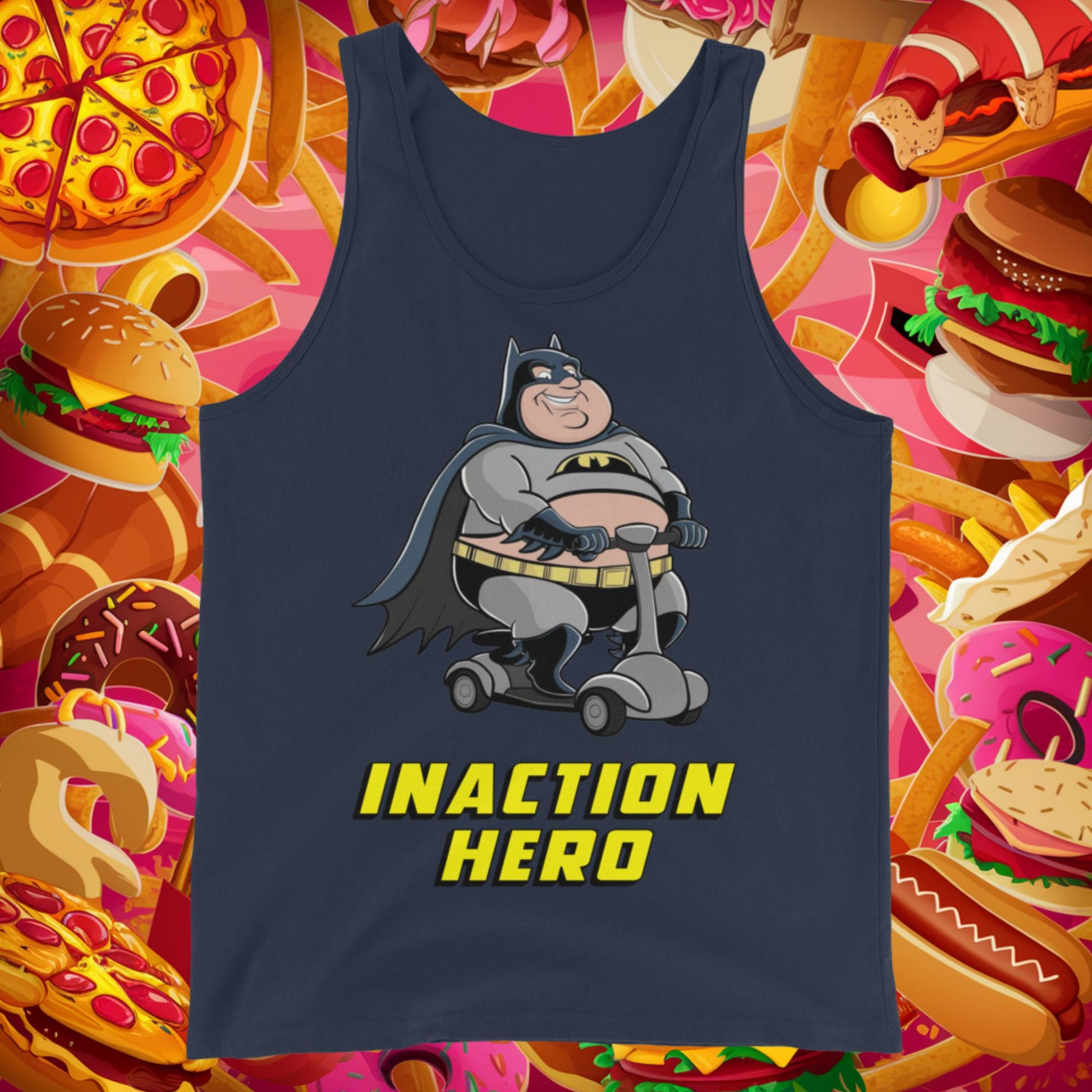 Inaction Hero Fatman Superhero Tank Top Next Cult Brand