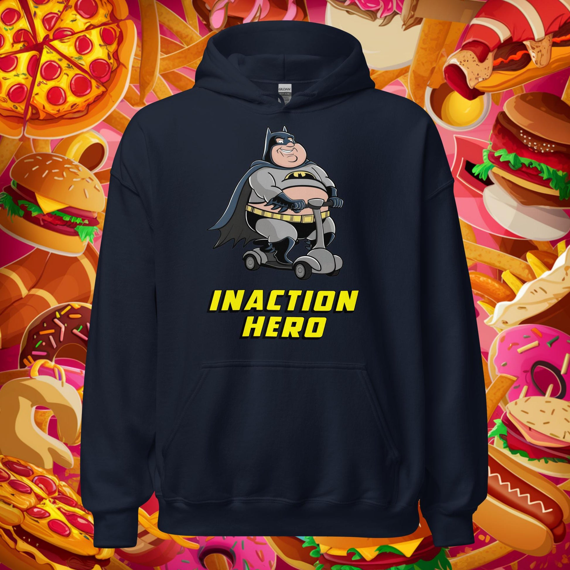 Inaction Hero Fatman Superhero Unisex Hoodie Next Cult Brand