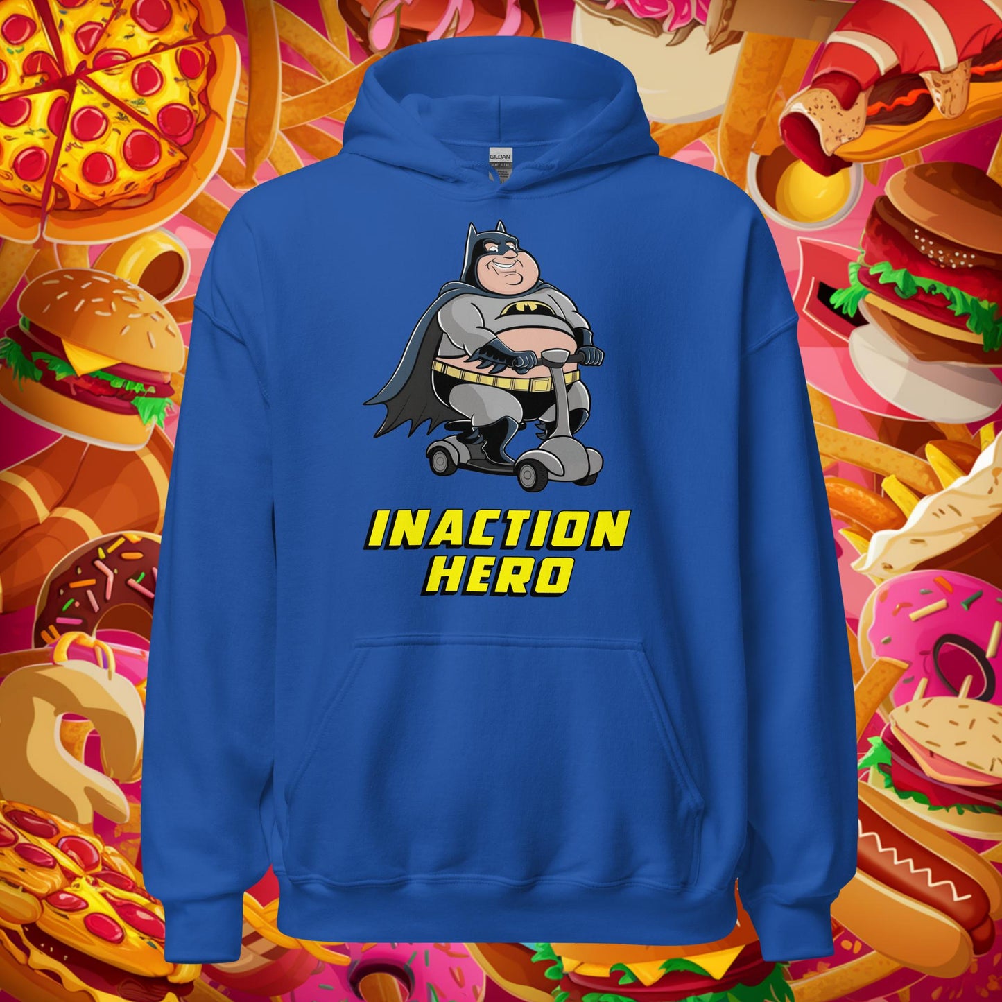 Inaction Hero Fatman Superhero Unisex Hoodie Next Cult Brand