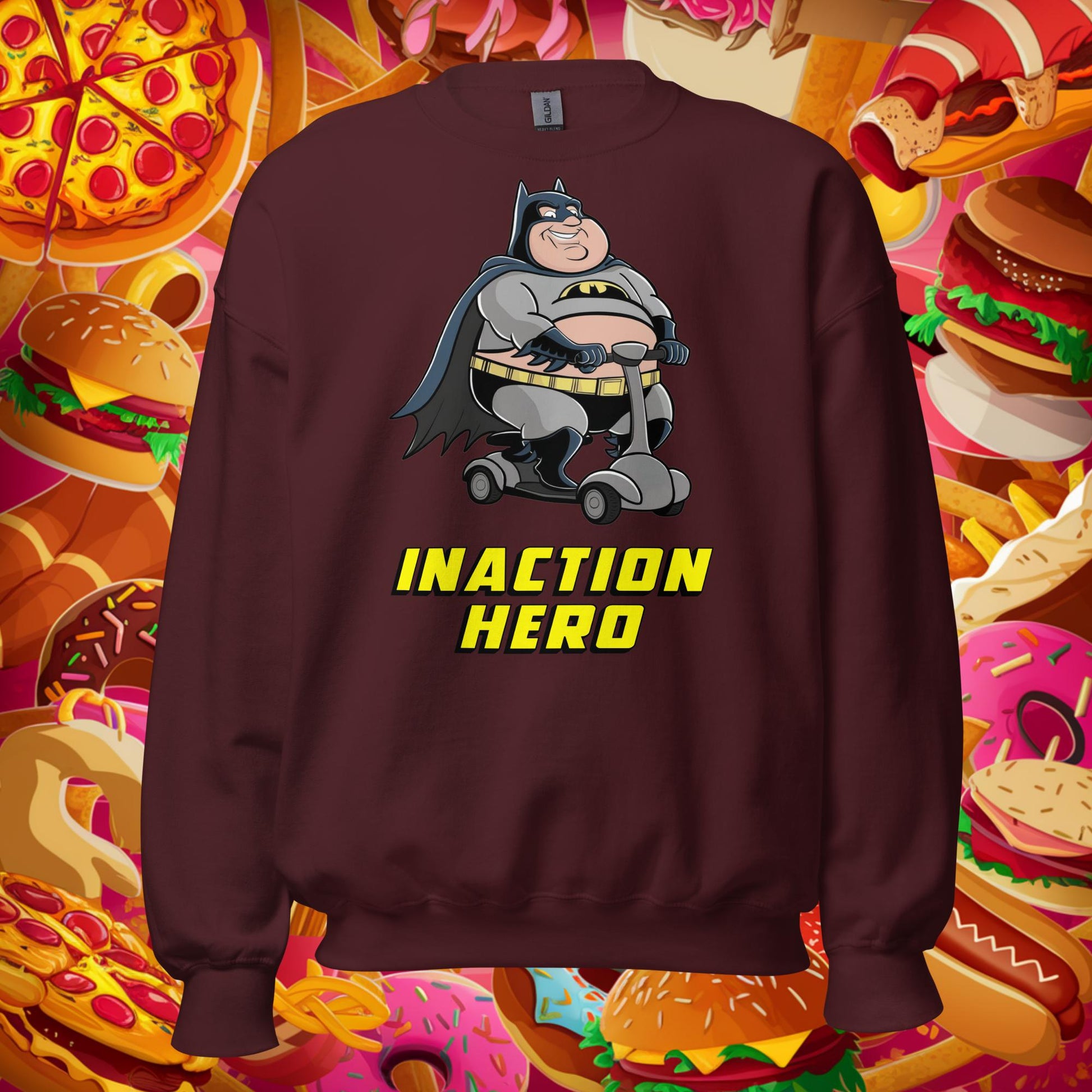 Inaction Hero Fatman Superhero Unisex Sweatshirt Next Cult Brand