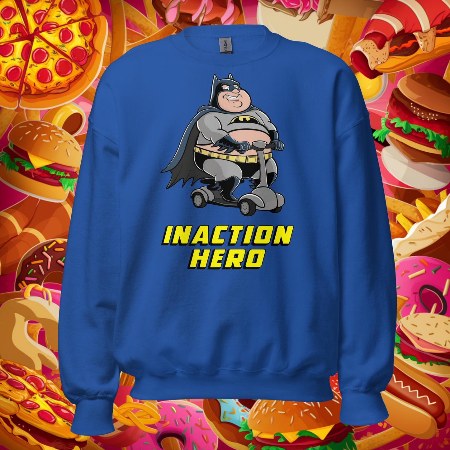 Inaction Hero Fatman Superhero Unisex Sweatshirt Next Cult Brand