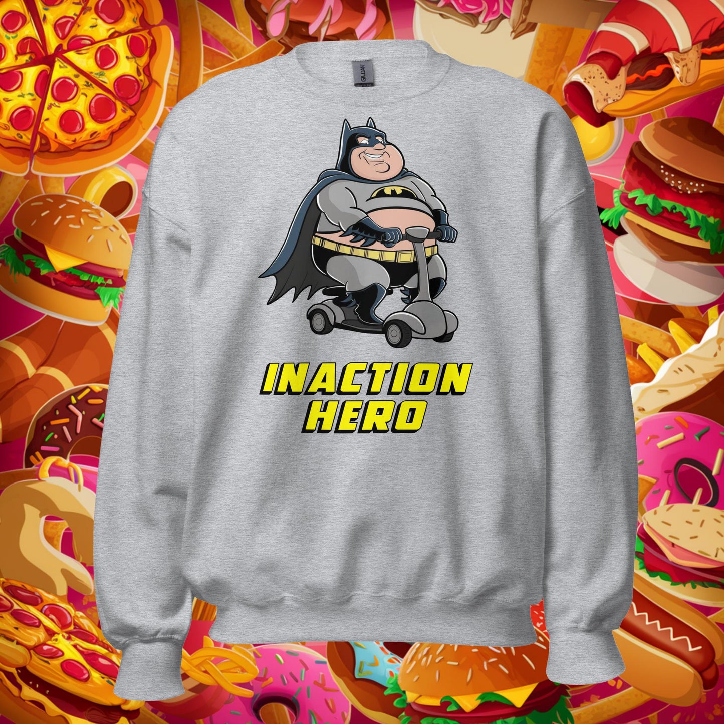 Inaction Hero Fatman Superhero Unisex Sweatshirt Next Cult Brand