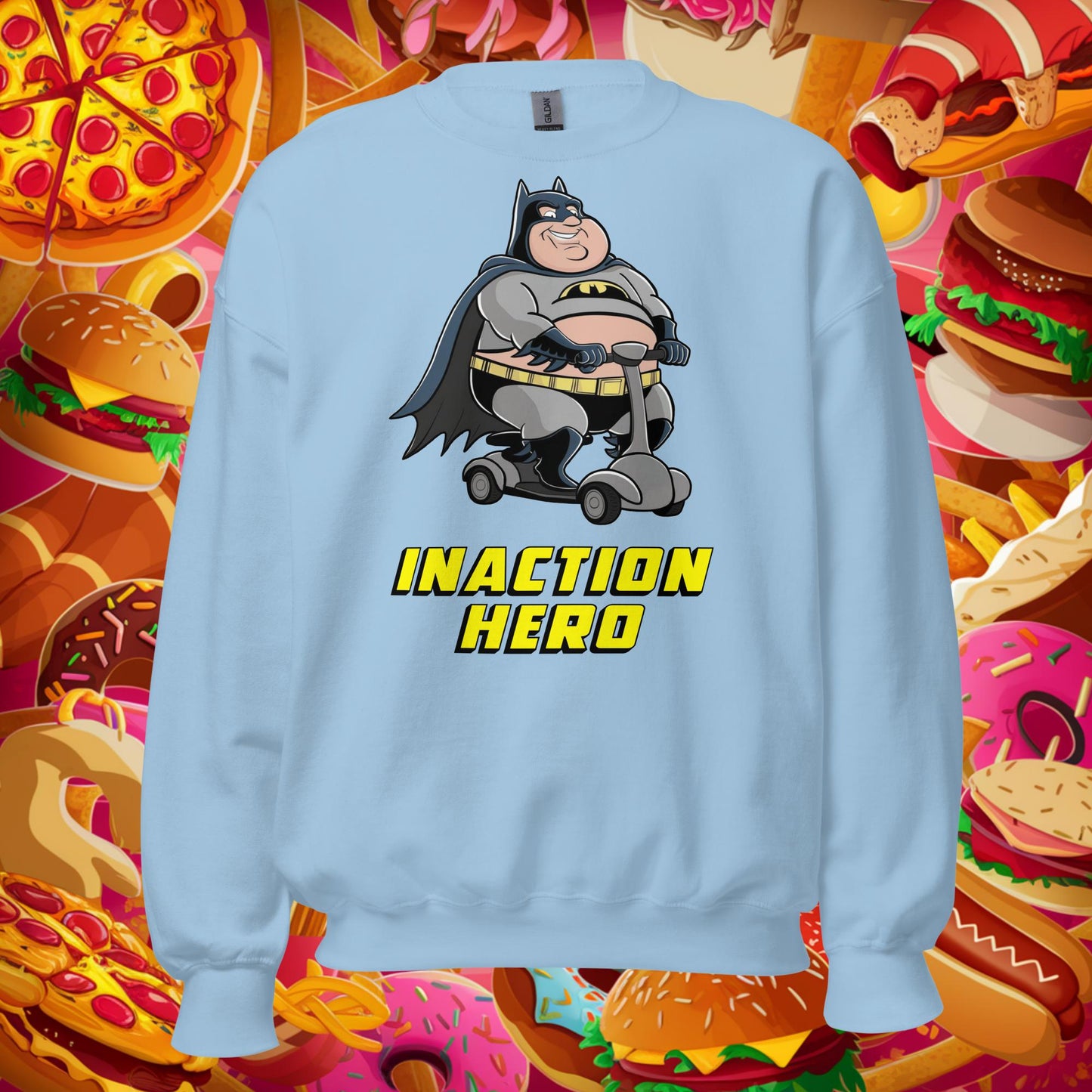 Inaction Hero Fatman Superhero Unisex Sweatshirt Next Cult Brand