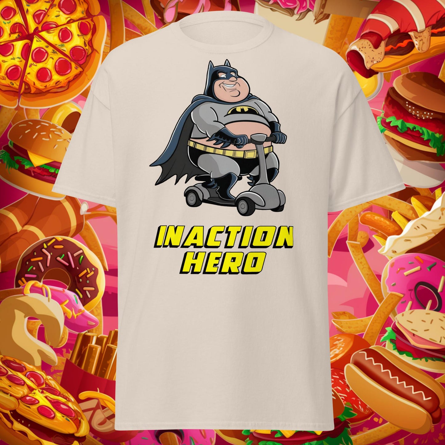 Inaction Hero Fatman Superhero Unisex tee Next Cult Brand