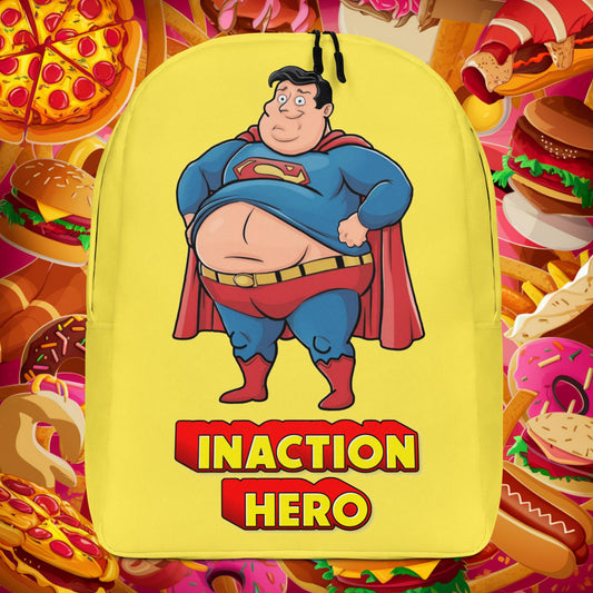 Inaction Hero Funny Fat Superhero Backpack Next Cult Brand