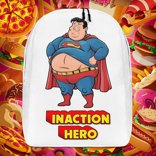 Inaction Hero Funny Fat Superhero Backpack Next Cult Brand
