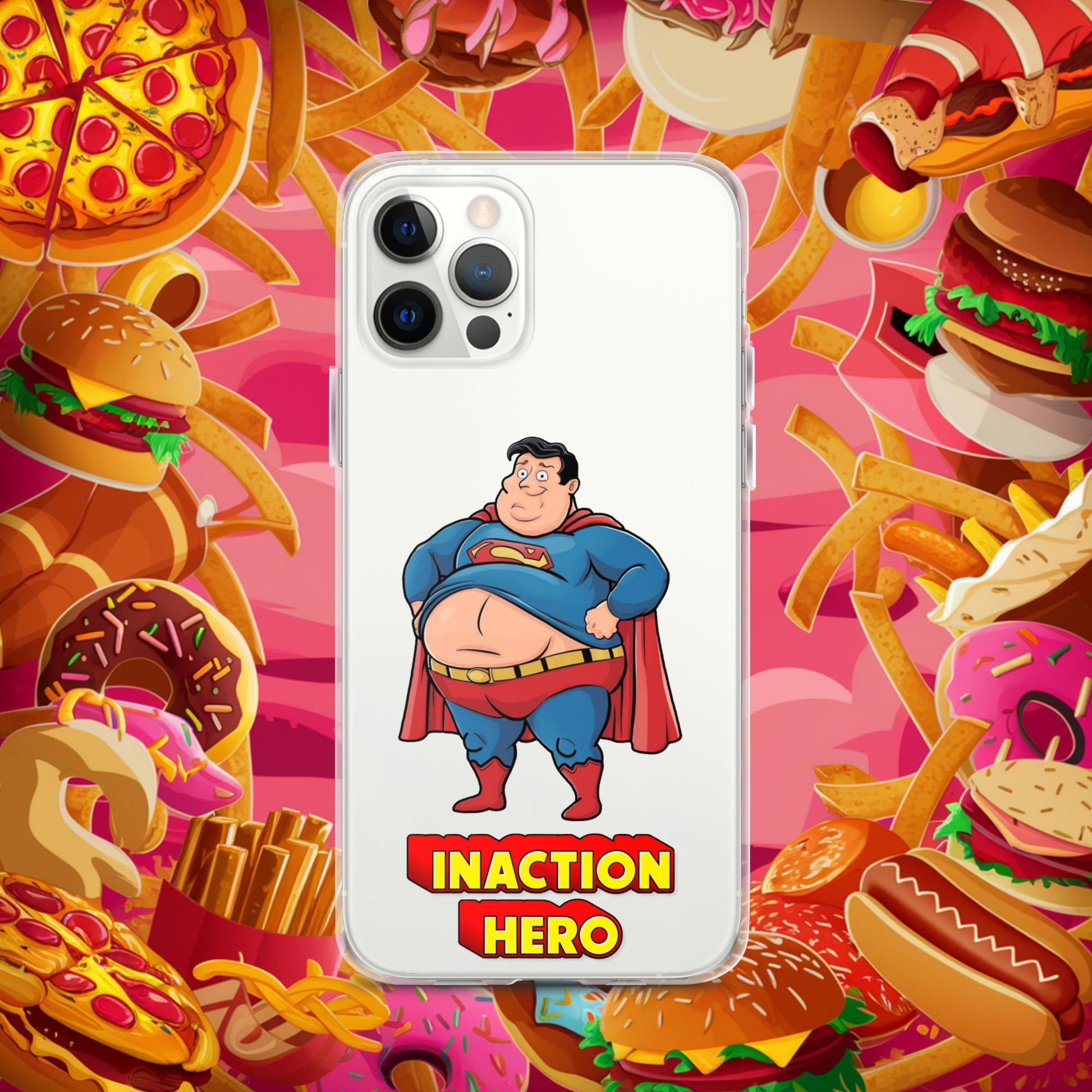 Inaction Hero Funny Fat Superhero Clear Case for iPhone Next Cult Brand