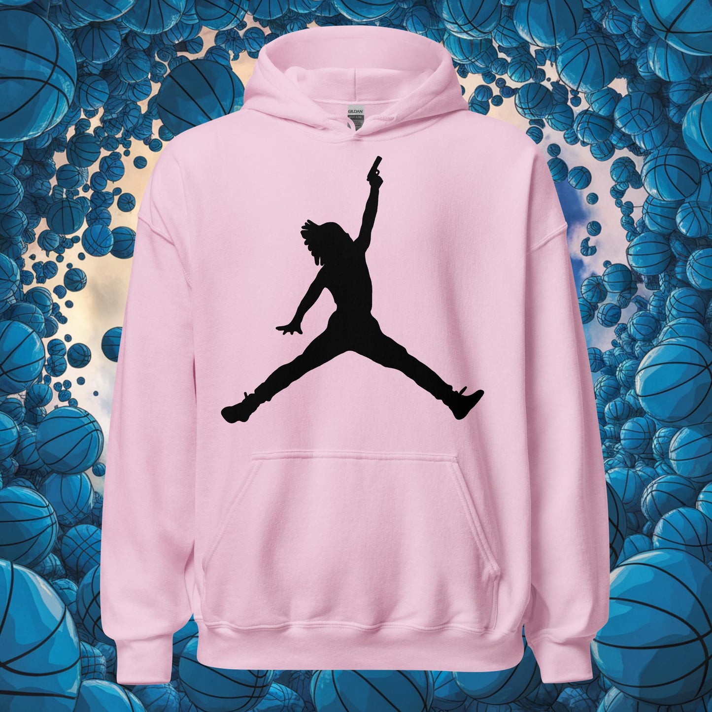 Ja Morant Funny Gun Meme Basketball NBA Memphis Grizzlies Unisex Hoodie Light Pink Hoodies Basketball Ja Morant Memphis Grizzlies NBA Next Cult Brand