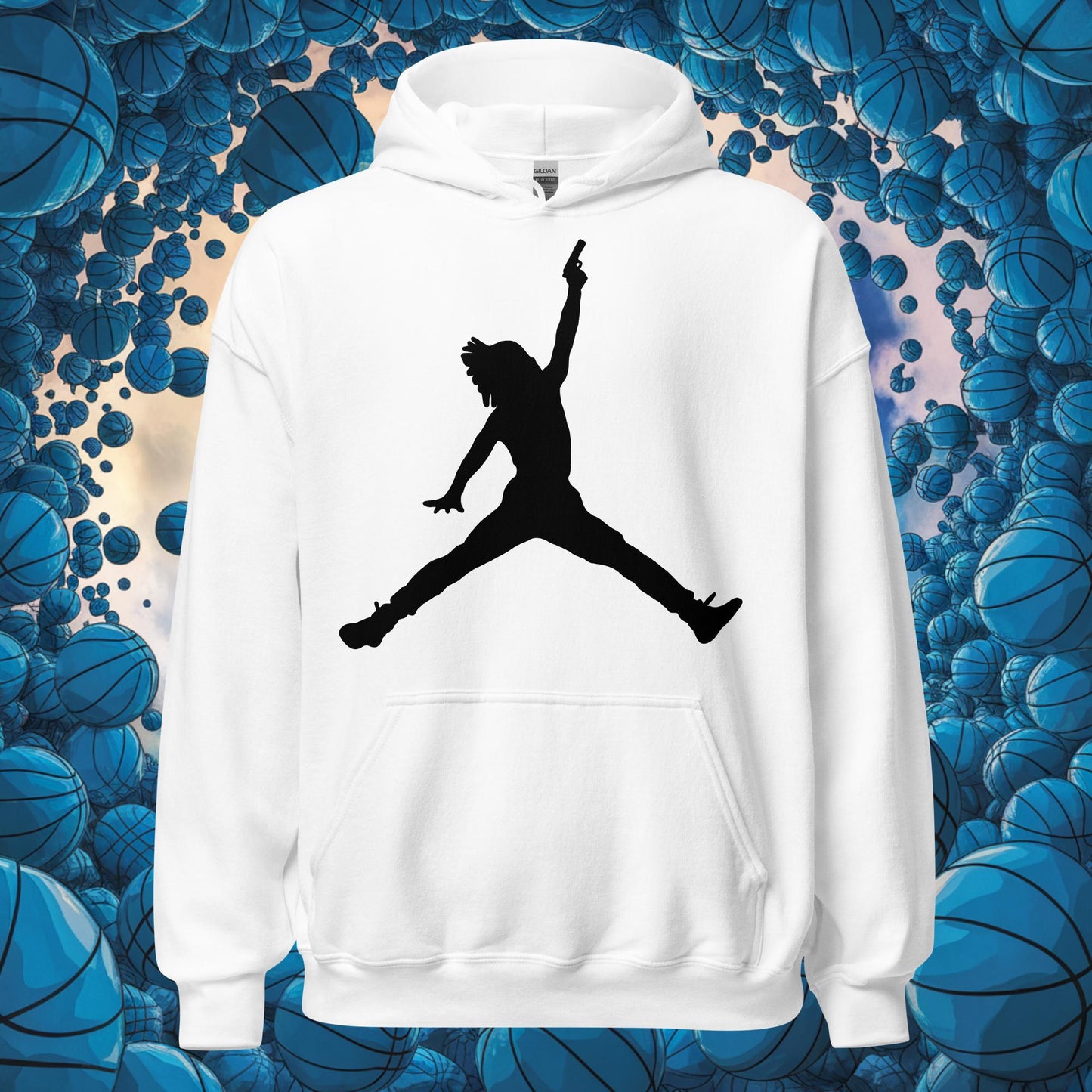 Ja Morant Funny Gun Meme Basketball NBA Memphis Grizzlies Unisex Hoodie White Hoodies Basketball Ja Morant Memphis Grizzlies NBA Next Cult Brand