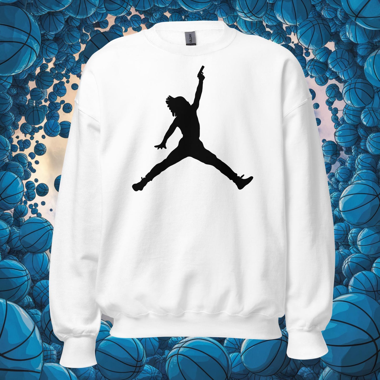 Ja Morant Funny Gun Meme Basketball NBA Memphis Grizzlies Unisex Sweatshirt White Sweatshirts Basketball Ja Morant Memphis Grizzlies NBA Next Cult Brand