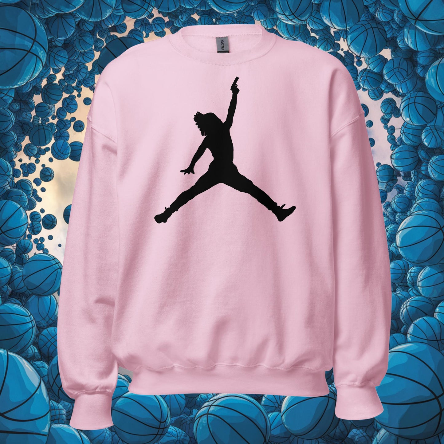 Ja Morant Funny Gun Meme Basketball NBA Memphis Grizzlies Unisex Sweatshirt Light Pink Sweatshirts Basketball Ja Morant Memphis Grizzlies NBA Next Cult Brand