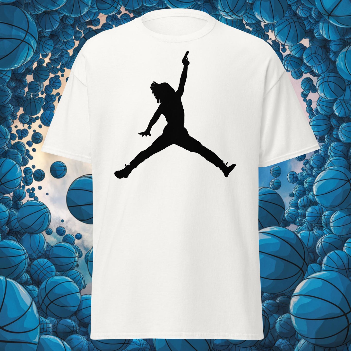 Ja Morant Funny Gun Meme Basketball NBA Memphis Grizzlies Unisex tee White T-shirts Basketball Ja Morant Memphis Grizzlies NBA Next Cult Brand