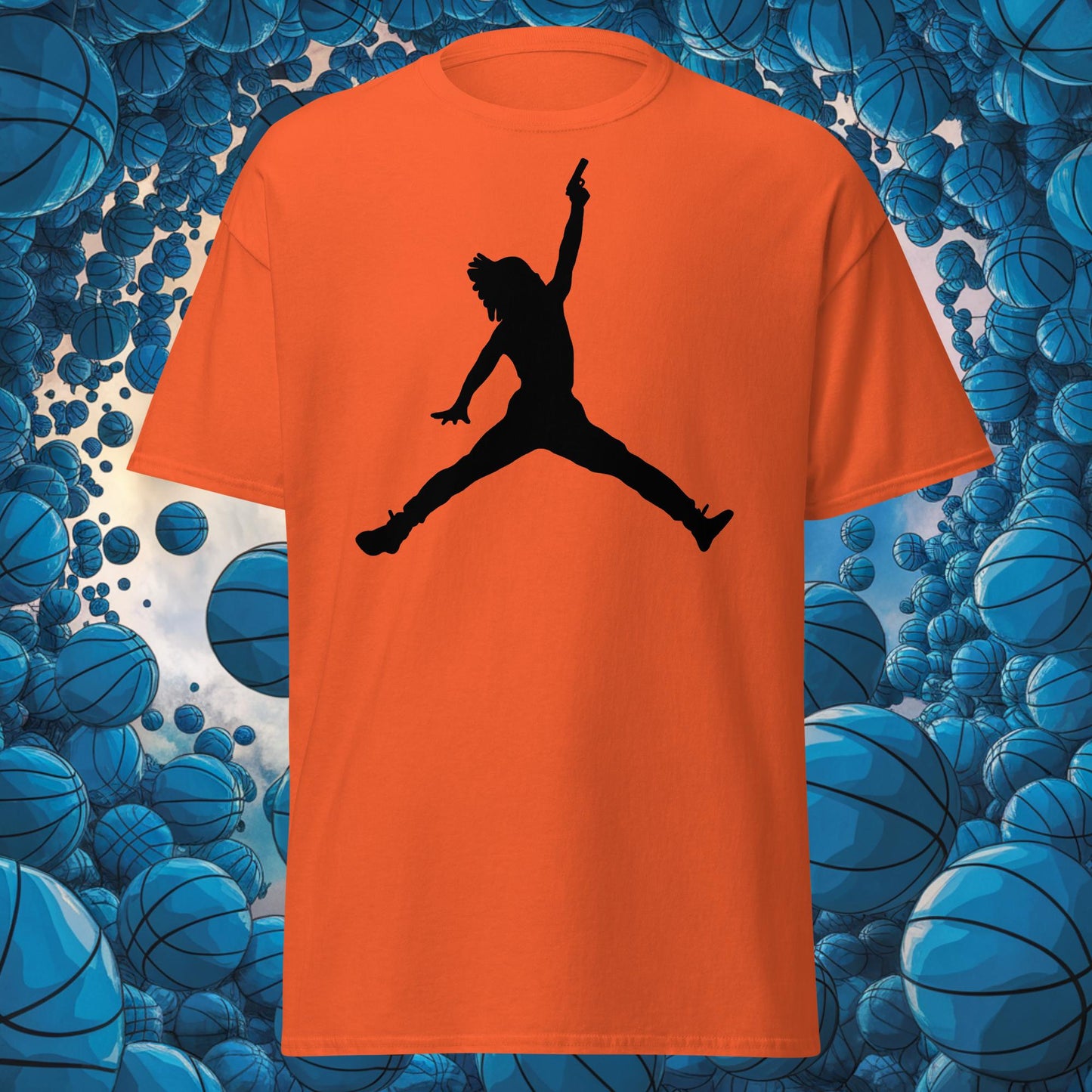 Ja Morant Funny Gun Meme Basketball NBA Memphis Grizzlies Unisex tee Orange T-shirts Basketball Ja Morant Memphis Grizzlies NBA Next Cult Brand