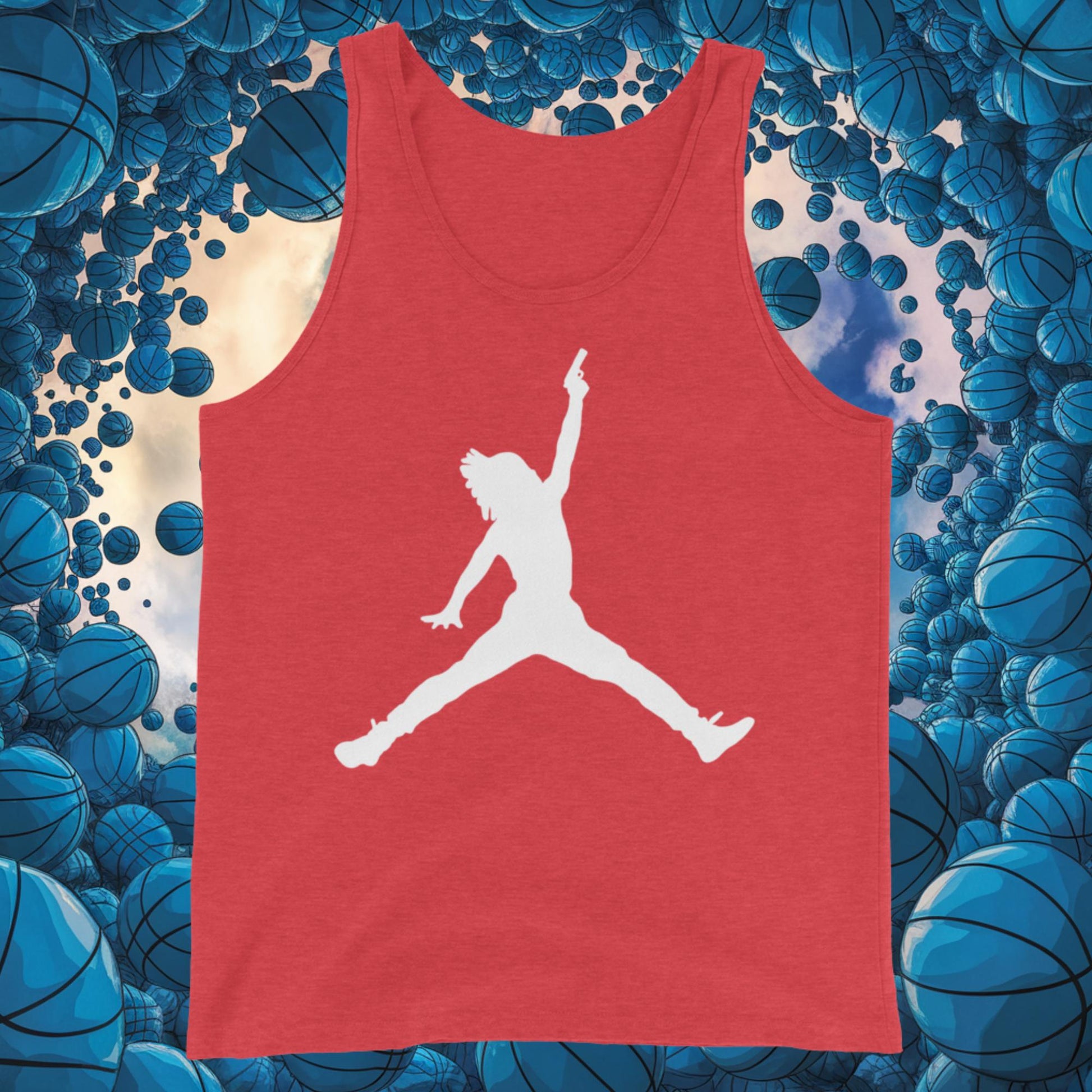 Ja Morant Funny Gun Meme Basketball NBA Memphis GrizzliesTank Top Red Triblend Tank Tops Basketball Ja Morant Memphis Grizzlies NBA Next Cult Brand