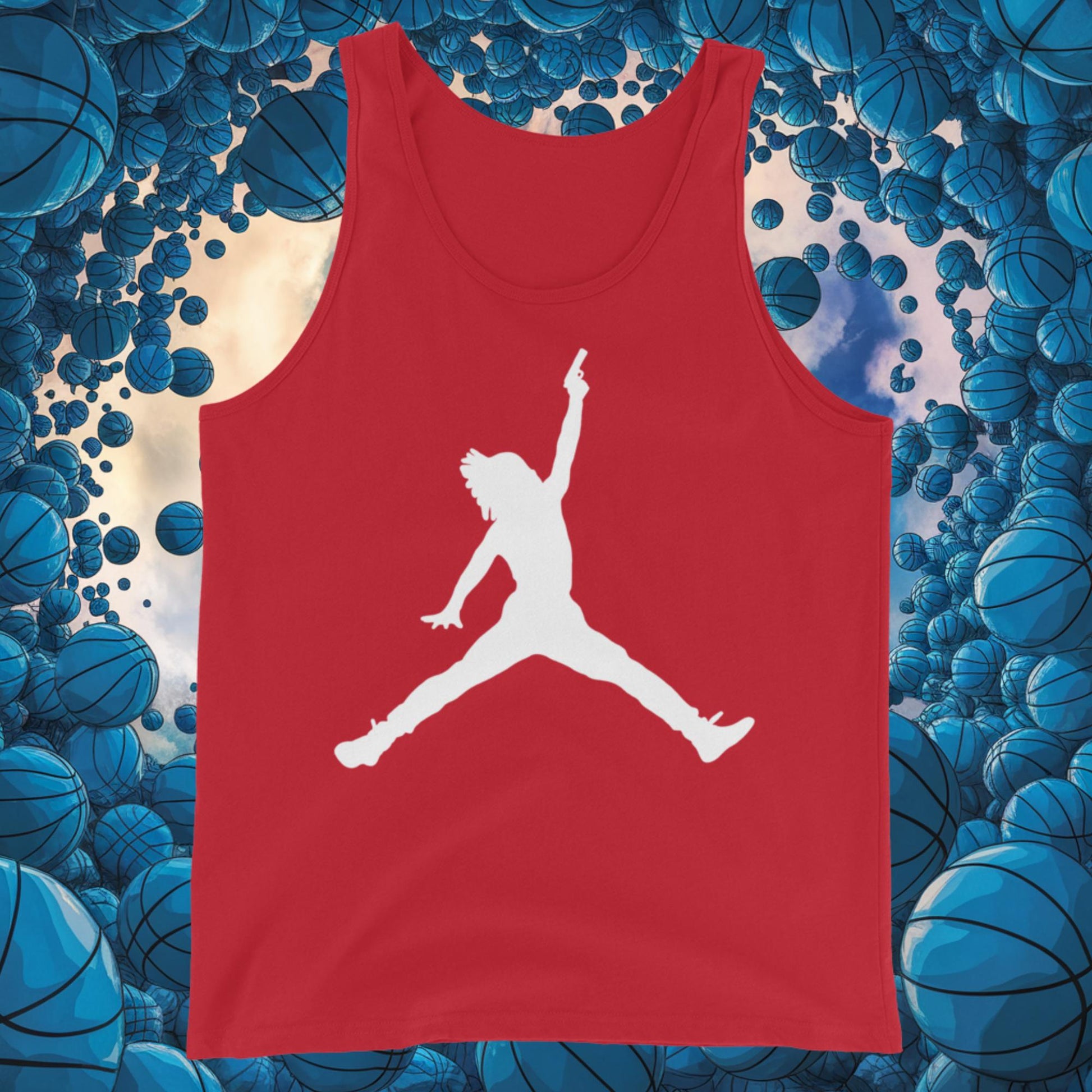 Ja Morant Funny Gun Meme Basketball NBA Memphis GrizzliesTank Top Red Tank Tops Basketball Ja Morant Memphis Grizzlies NBA Next Cult Brand