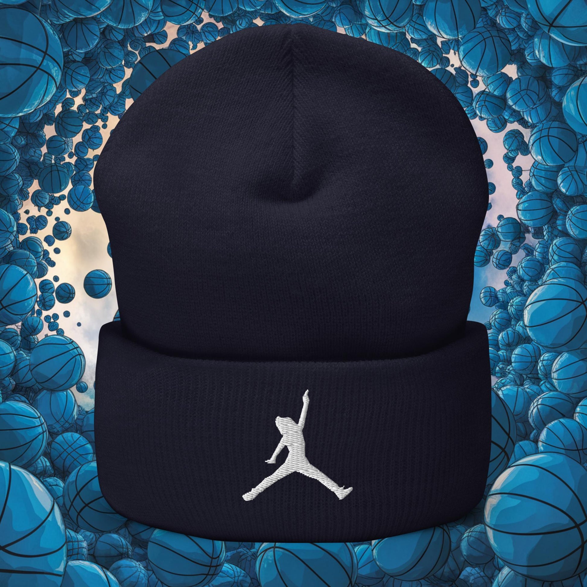 Ja Morant Funny Gun Meme Memphis Grizzlies NBA Cuffed Beanie Navy Hats Basketball Ja Morant Memphis Grizzlies NBA Next Cult Brand