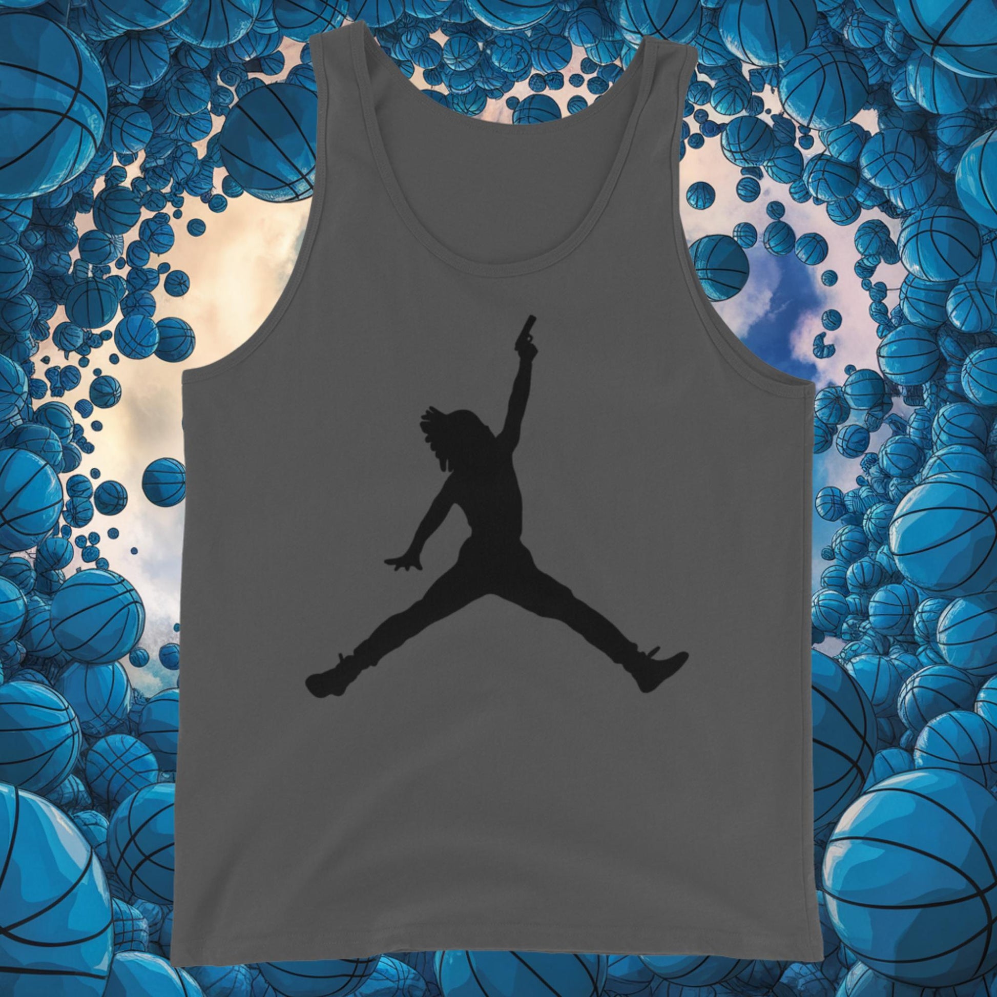 Ja Morant Funny Gun Meme Memphis Grizzlies NBA Tank Top Asphalt Tank Tops Basketball Ja Morant Memphis Grizzlies NBA Next Cult Brand