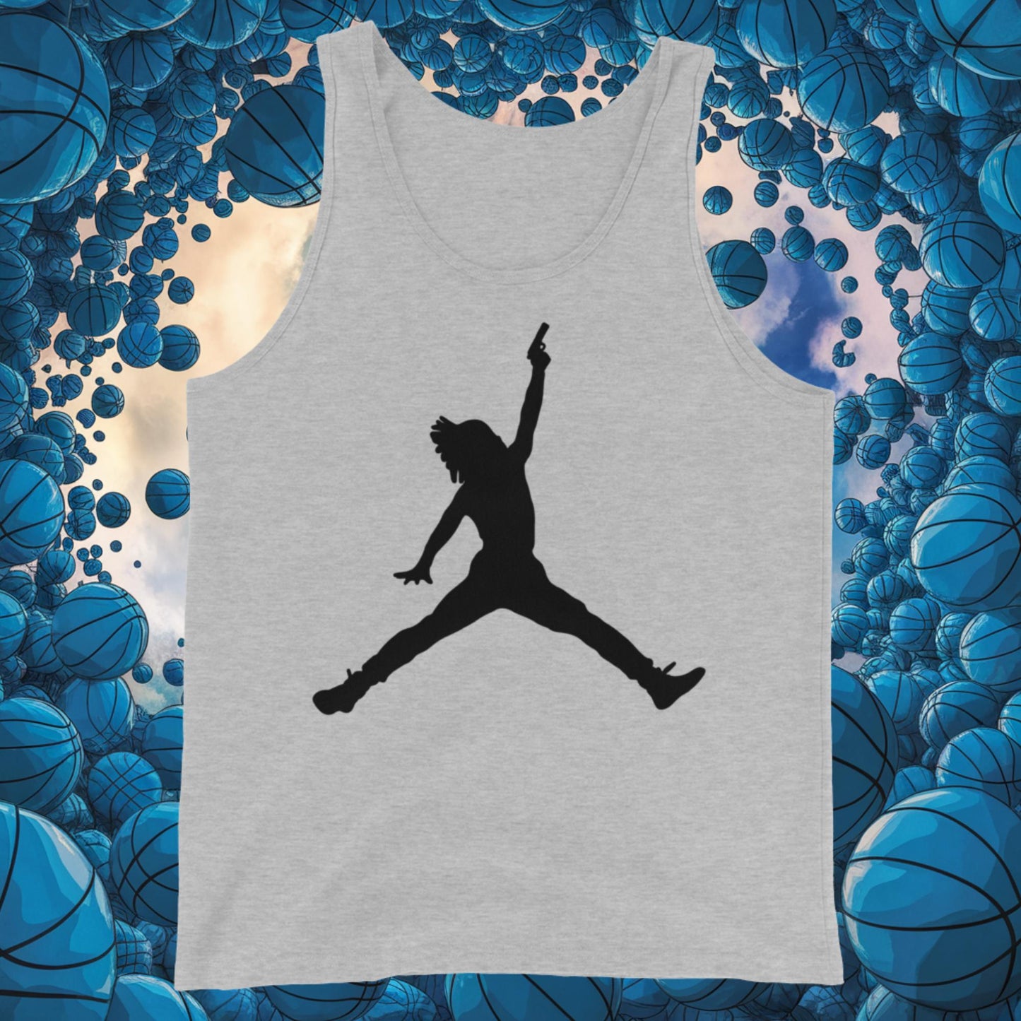 Ja Morant Funny Gun Meme Memphis Grizzlies NBA Tank Top Athletic Heather Tank Tops Basketball Ja Morant Memphis Grizzlies NBA Next Cult Brand