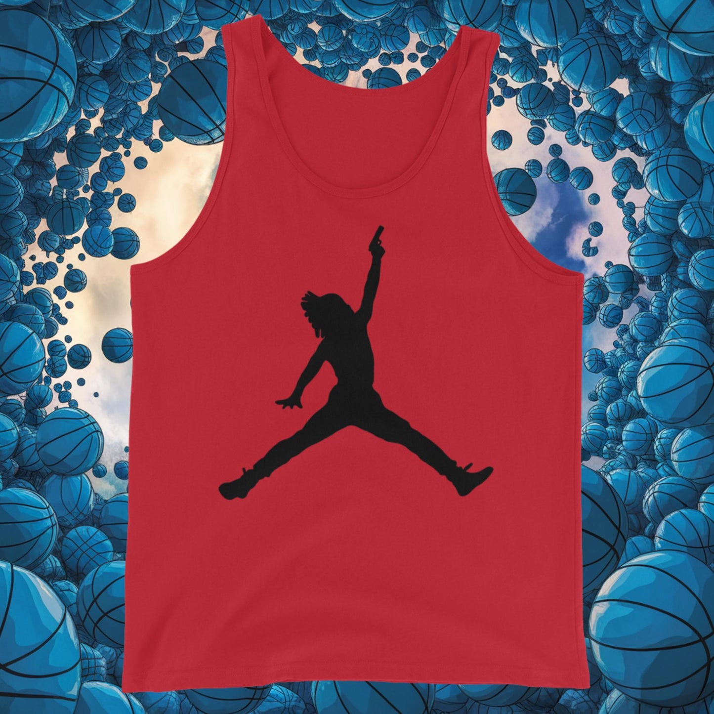 Ja Morant Funny Gun Meme Memphis Grizzlies NBA Tank Top Red Tank Tops Basketball Ja Morant Memphis Grizzlies NBA Next Cult Brand