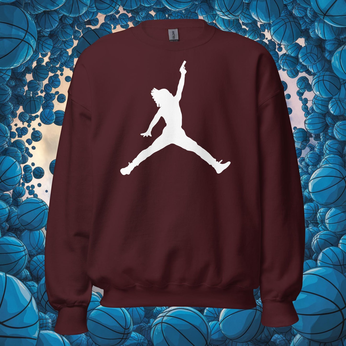 Ja Morant Funny Gun Meme Memphis Grizzlies NBA Unisex Sweatshirt Maroon Sweatshirts Basketball Ja Morant Memphis Grizzlies NBA Next Cult Brand