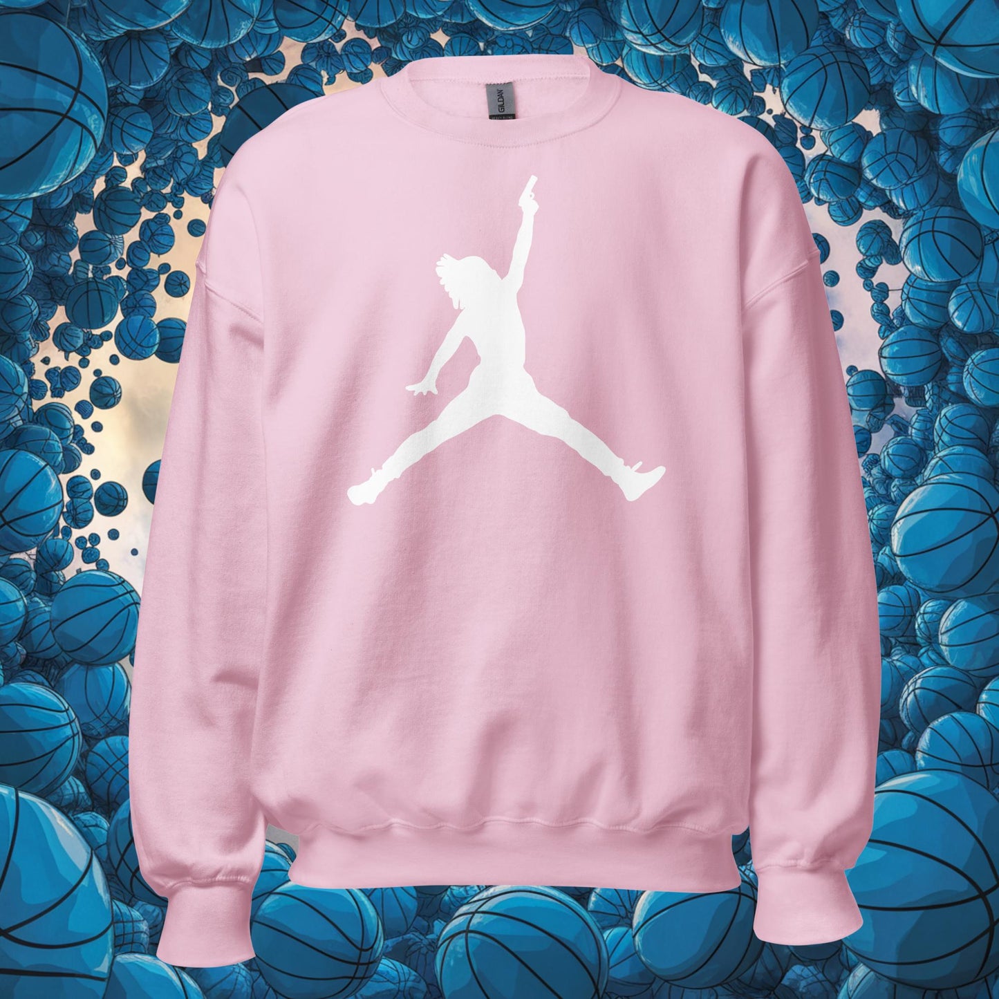 Ja Morant Funny Gun Meme Memphis Grizzlies NBA Unisex Sweatshirt Light Pink Sweatshirts Basketball Ja Morant Memphis Grizzlies NBA Next Cult Brand