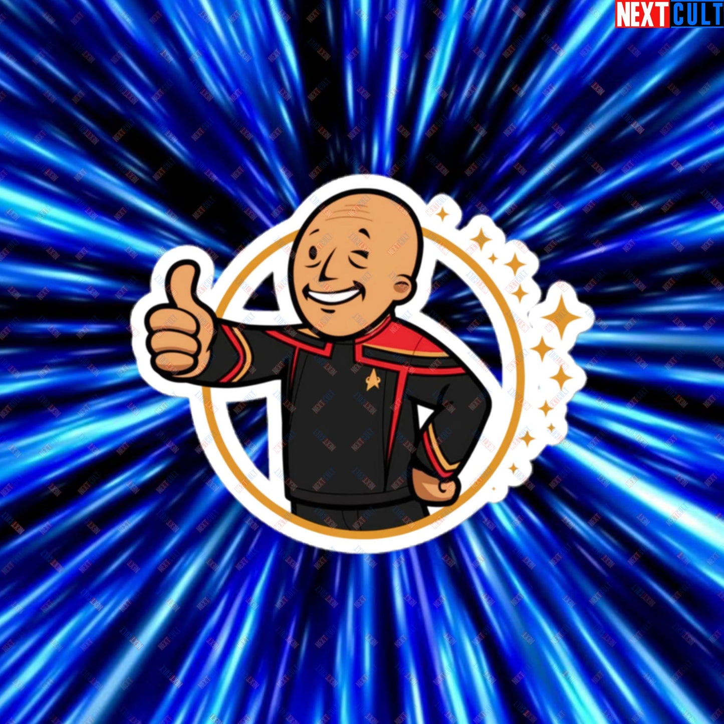 Jean-Luc Picard Star Trek Vault Boy Fallout Funny Cartoon Mashup Bubble-free stickers Next Cult Brand