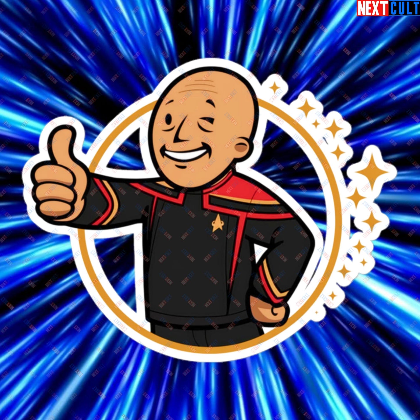 Jean-Luc Picard Star Trek Vault Boy Fallout Funny Cartoon Mashup Bubble-free stickers 5.5″×5.5″ Stickers Star Trek TV Shows Next Cult Brand