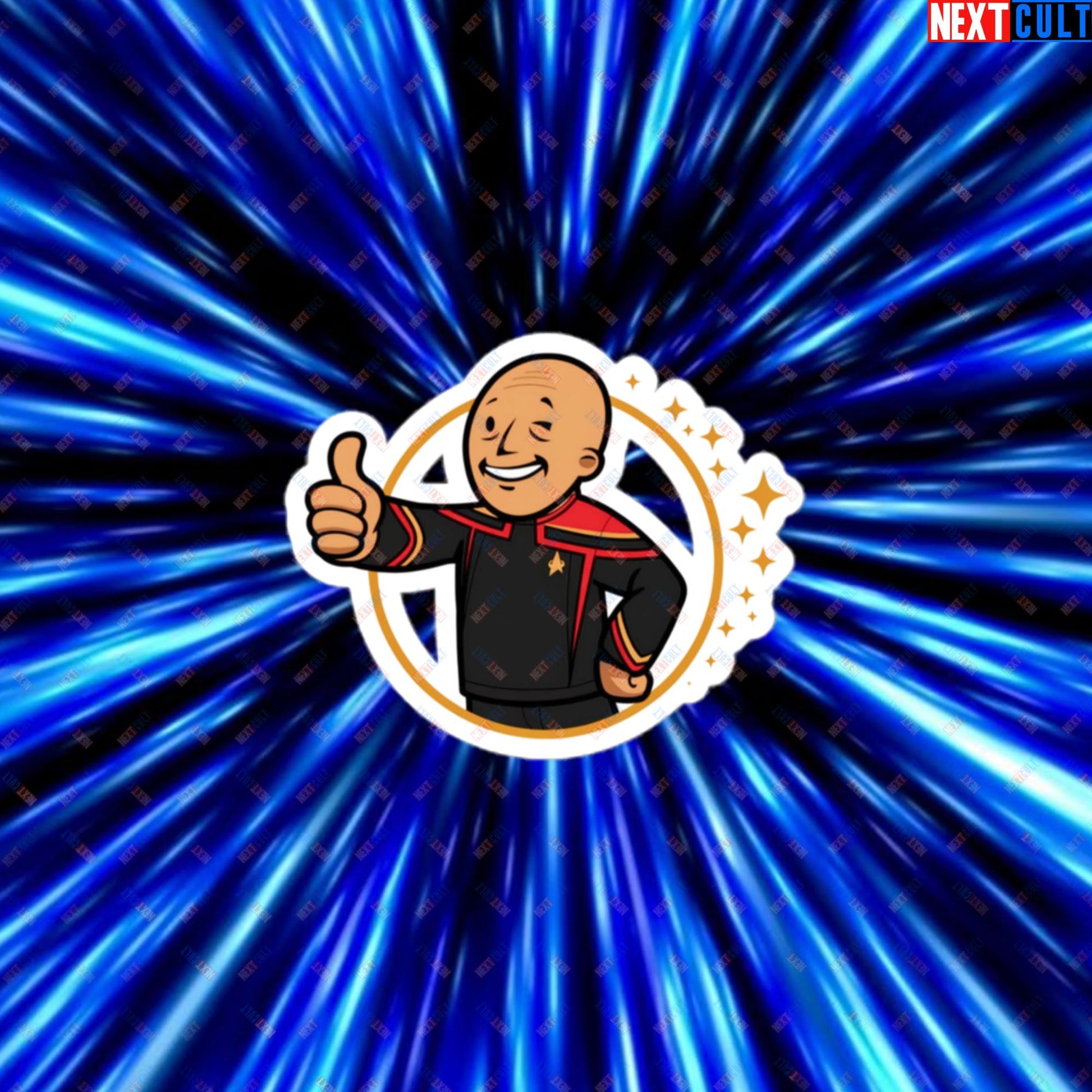 Jean-Luc Picard Star Trek Vault Boy Fallout Funny Cartoon Mashup Bubble-free stickers Next Cult Brand