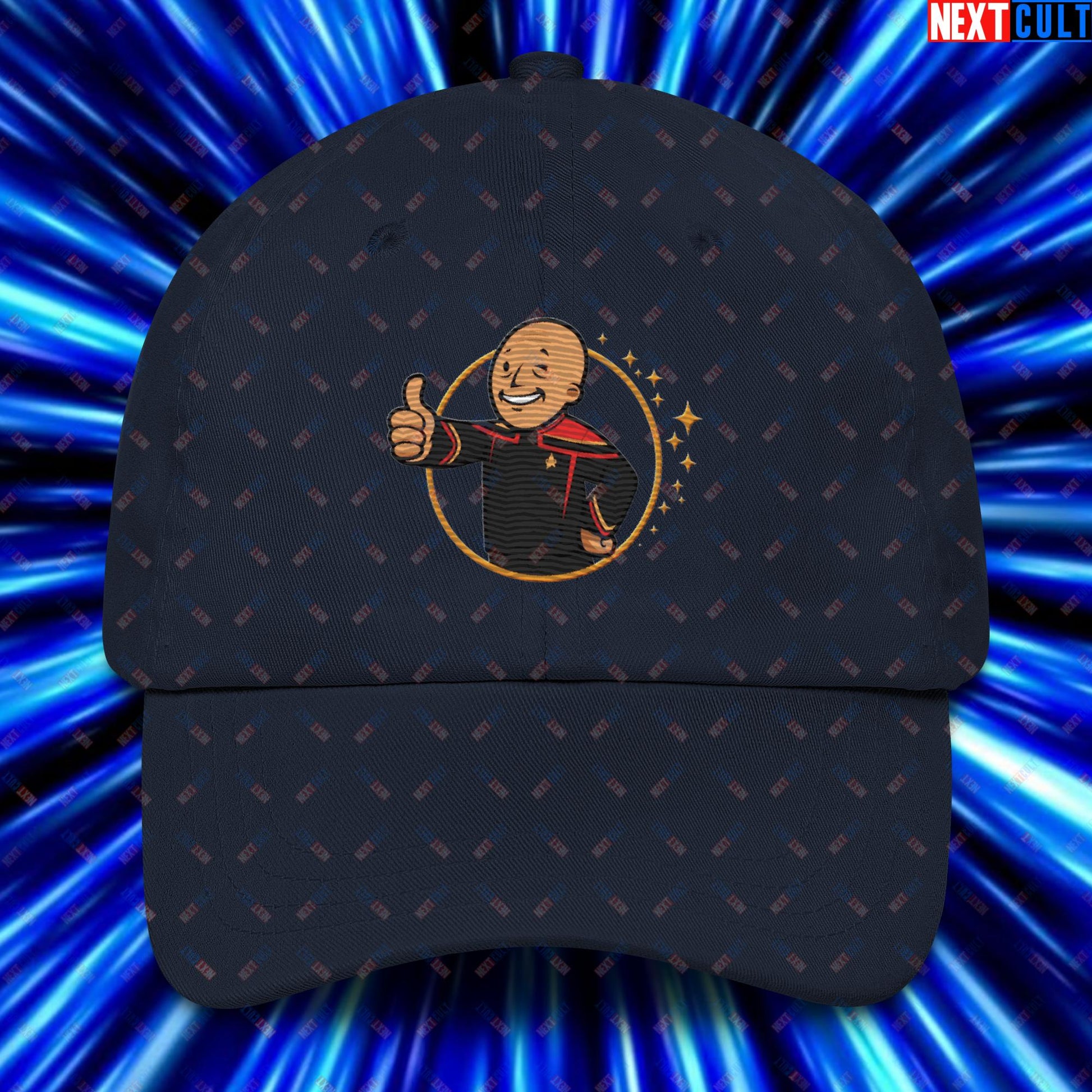 Jean-Luc Picard Star Trek Vault Boy Fallout Funny Cartoon Mashup Dad hat Next Cult Brand