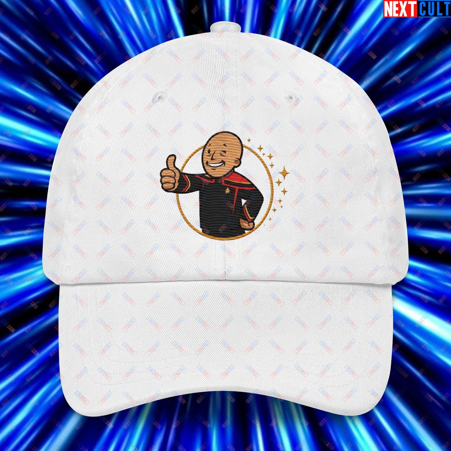 Jean-Luc Picard Star Trek Vault Boy Fallout Funny Cartoon Mashup Dad hat Next Cult Brand