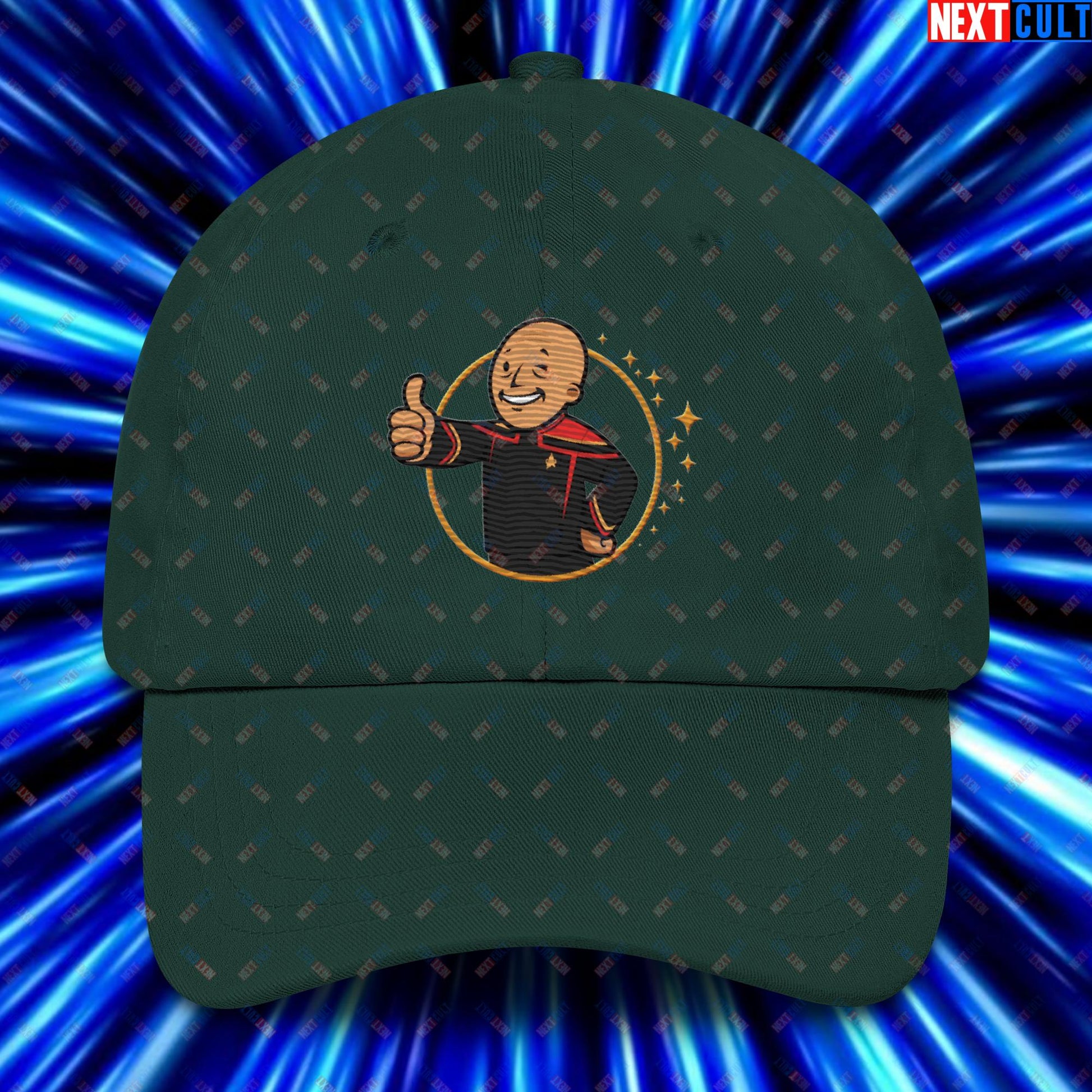 Jean-Luc Picard Star Trek Vault Boy Fallout Funny Cartoon Mashup Dad hat Spruce Hats Star Trek TV Shows Next Cult Brand