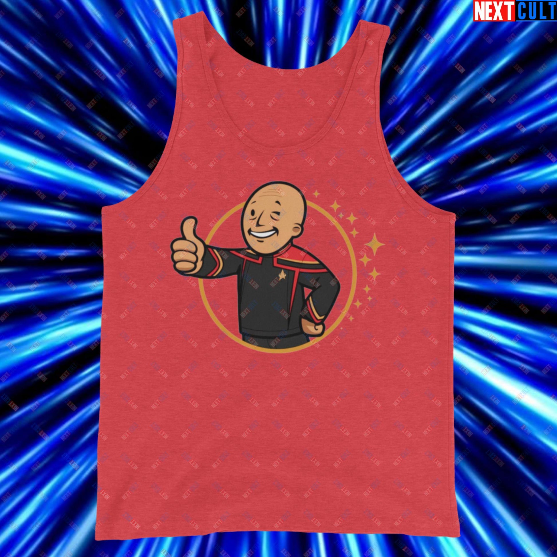 Jean-Luc Picard Star Trek Vault Boy Fallout Funny Cartoon Mashup Tank Top Next Cult Brand