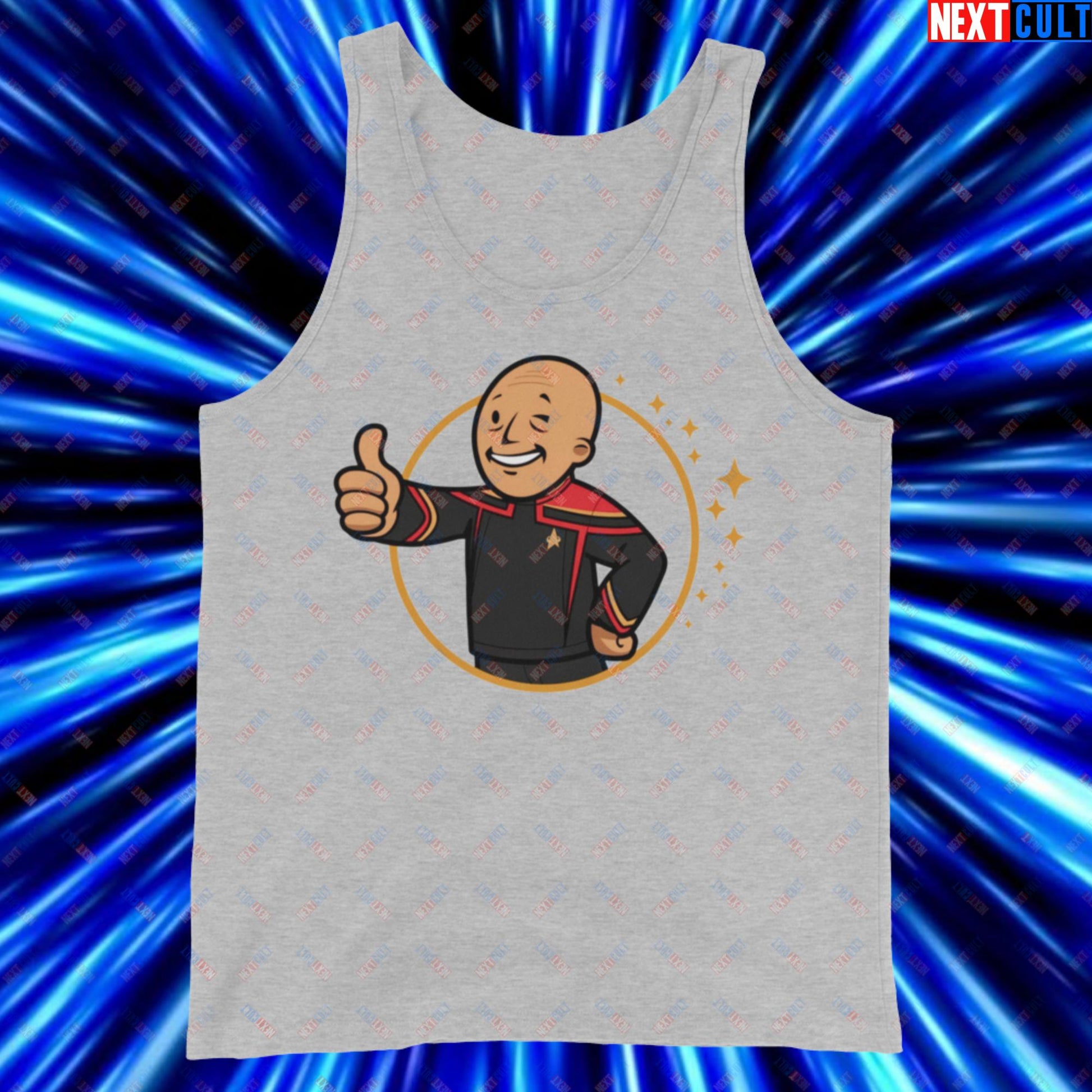 Jean-Luc Picard Star Trek Vault Boy Fallout Funny Cartoon Mashup Tank Top Athletic Heather Tank Tops Star Trek TV Shows Next Cult Brand