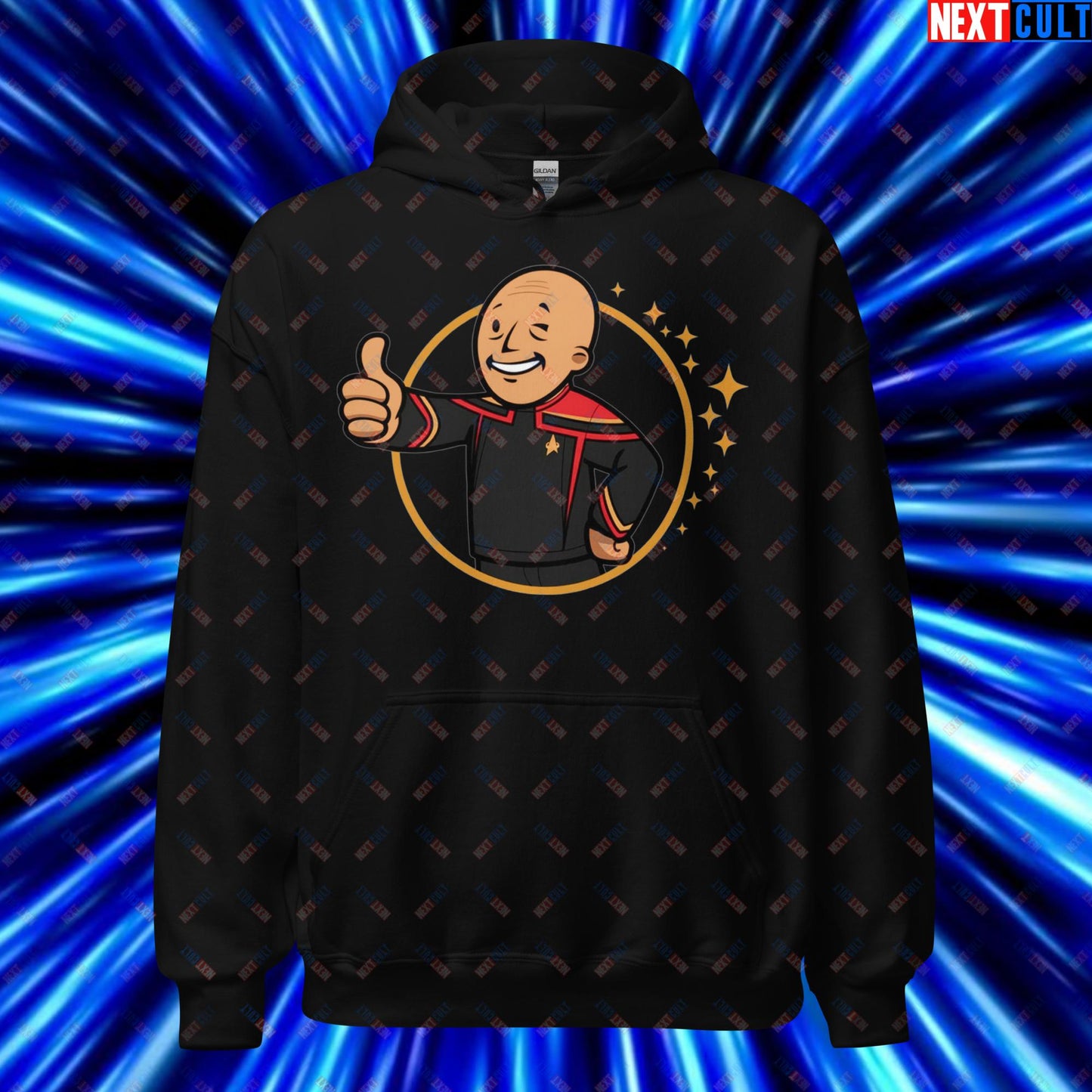 Jean-Luc Picard Star Trek Vault Boy Fallout Funny Cartoon Mashup Unisex Hoodie Next Cult Brand