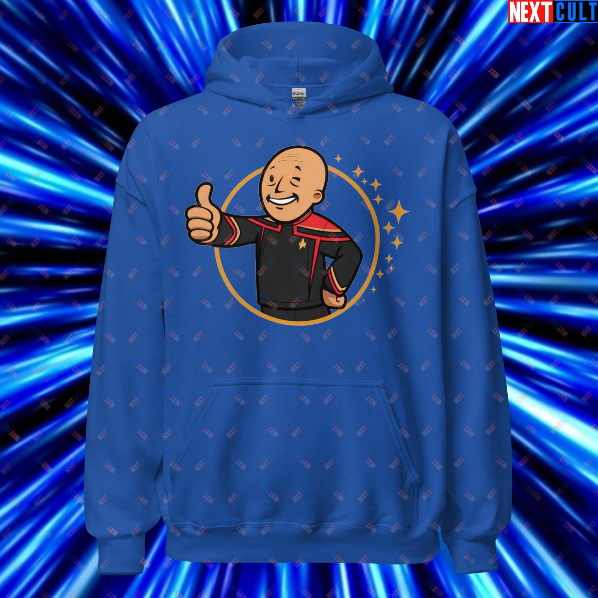 Jean-Luc Picard Star Trek Vault Boy Fallout Funny Cartoon Mashup Unisex Hoodie Next Cult Brand