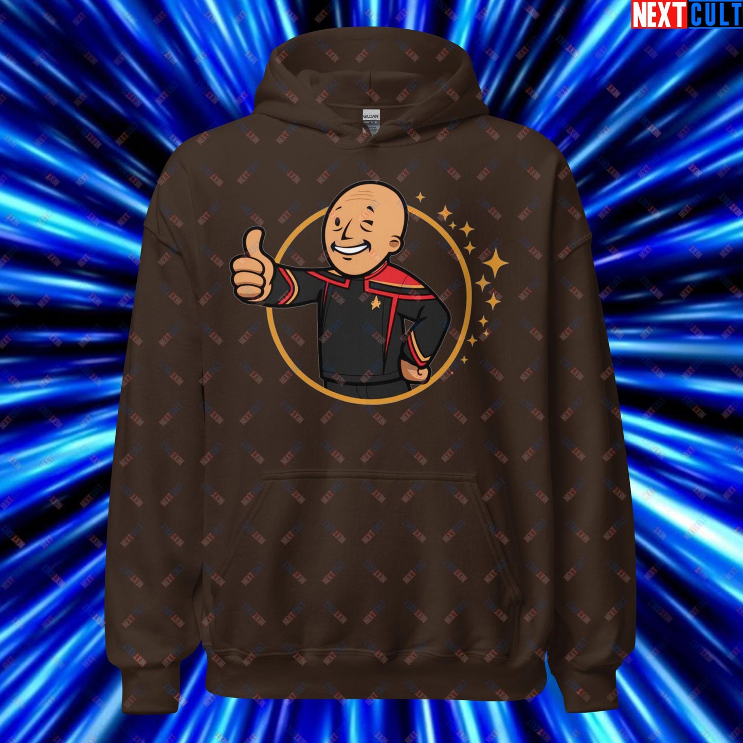 Jean-Luc Picard Star Trek Vault Boy Fallout Funny Cartoon Mashup Unisex Hoodie Next Cult Brand