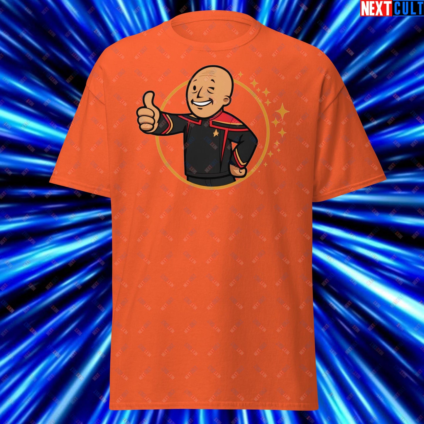 Jean-Luc Picard Star Trek Vault Boy Fallout Funny Cartoon Mashup Unisex tee Next Cult Brand