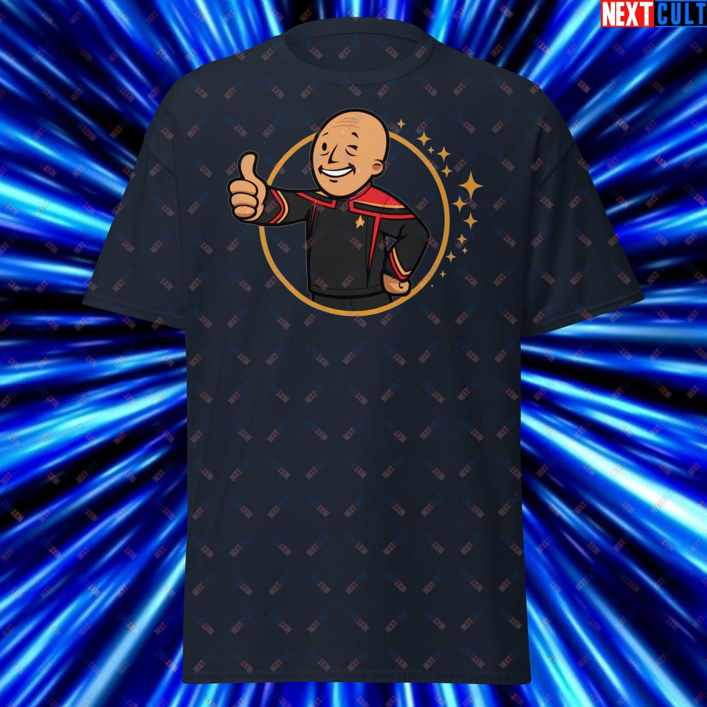 Jean-Luc Picard Star Trek Vault Boy Fallout Funny Cartoon Mashup Unisex tee Next Cult Brand