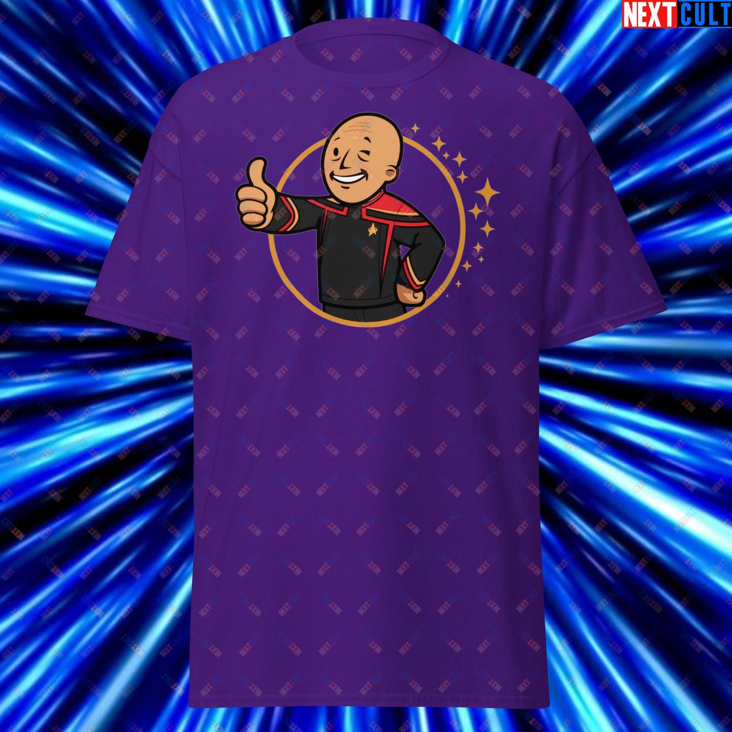 Jean-Luc Picard Star Trek Vault Boy Fallout Funny Cartoon Mashup Unisex tee Next Cult Brand